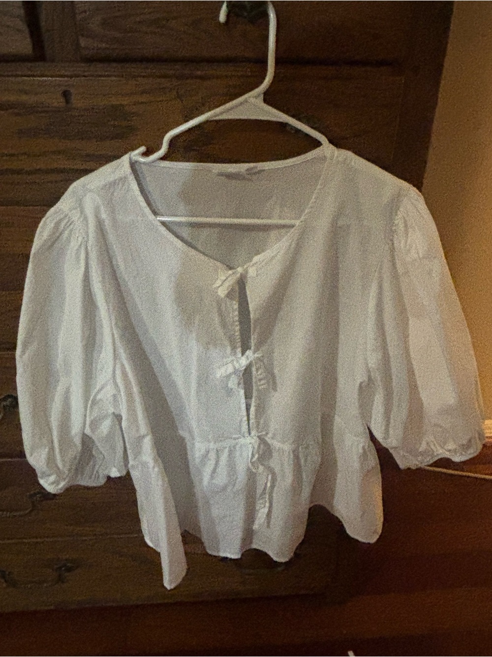 GAP White Peasant Tie-Front Blouse